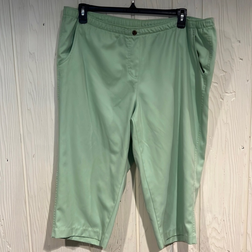 Alia Lime Green Capri Elastic Waist Plus Size 18W